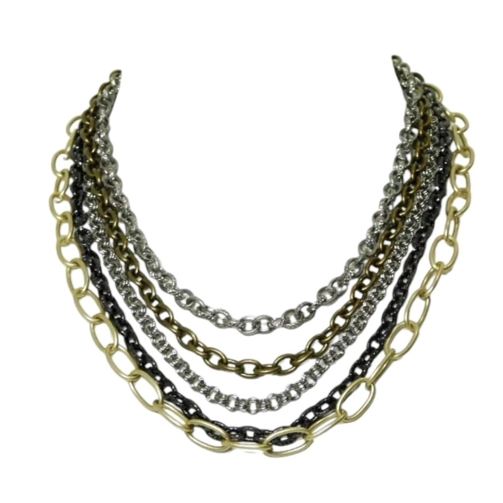Lia Sophia Multi Strand Two Tone Necklace, 17-20" Long, Mixed Metals